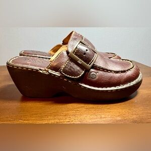 Ladies Born Buckle Clogs - Brown - Size 7
